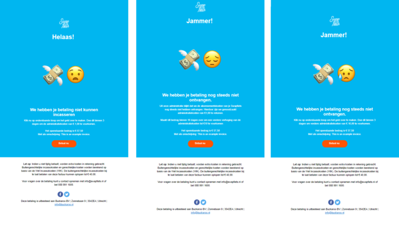 Swapfiets payment request and original payment reminder.